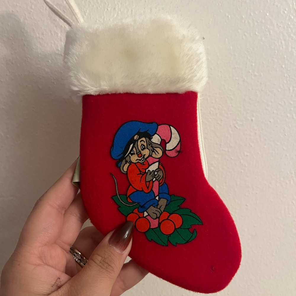 VTG 1986 McDonald's/Sears An American Tail Fievel mini Xmas stocking ornament